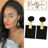 Black Geo-Drop Earrings