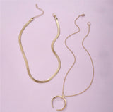 Gold Crescent Double Layered Necklace