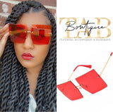 Red Vintage Square Sunglasses