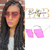Hot Pink Vintage Square Sunglasses