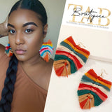 Rainbow Feathered Earrings