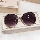 Gradient Gray Rimless Sunglasses