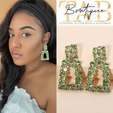 Green Sparkle Tower Earrings
